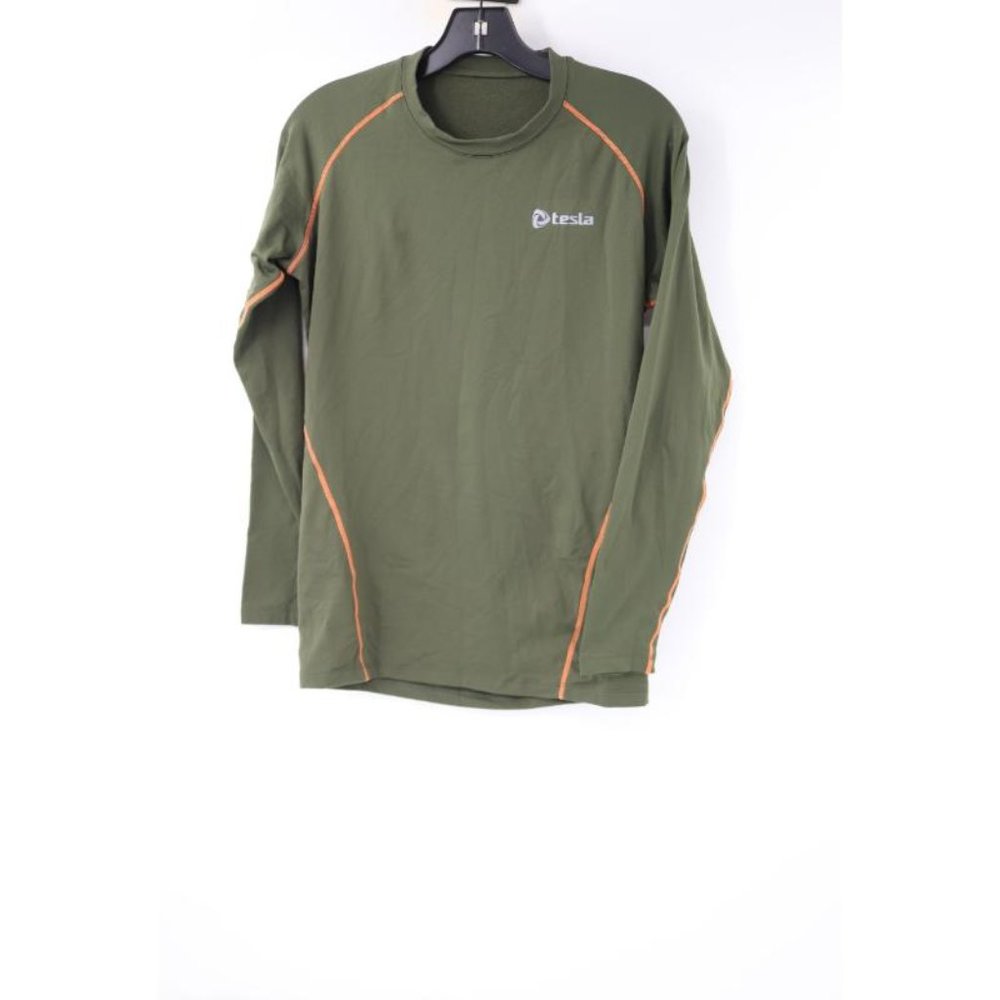 Tesla Shirt Men’s S/M Long Sleeve Compression Crew‎ Neck Training Green